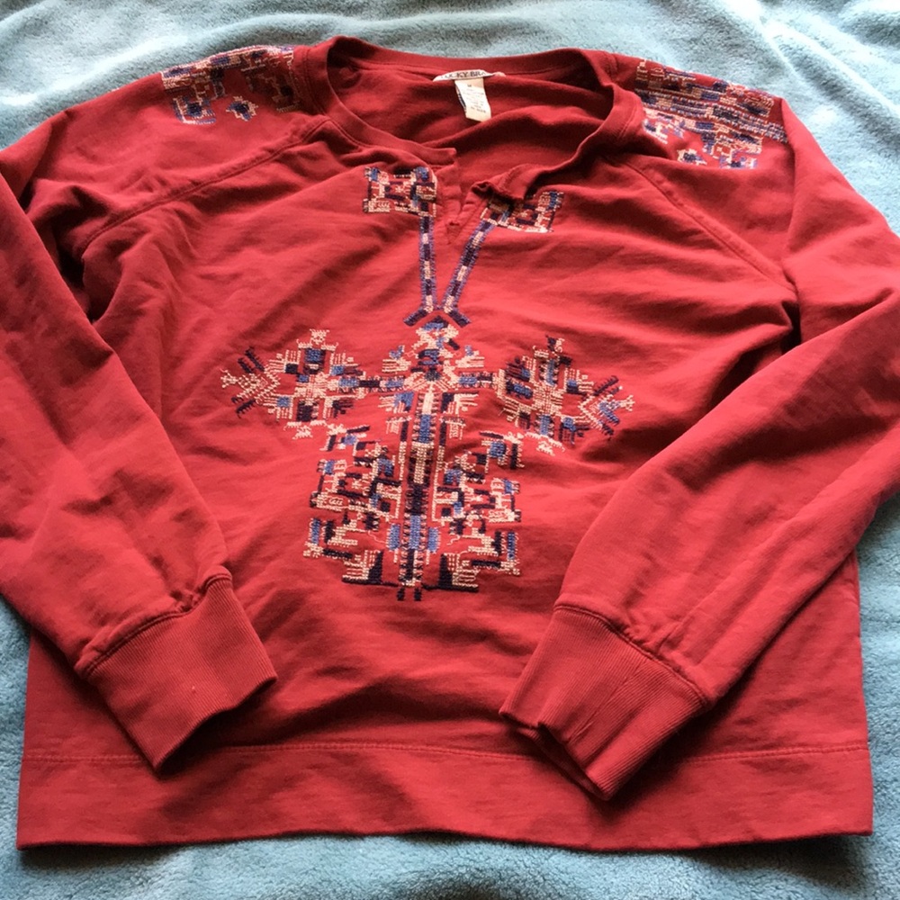 Lucky Brand Embroidered Shirt in Red, Size M